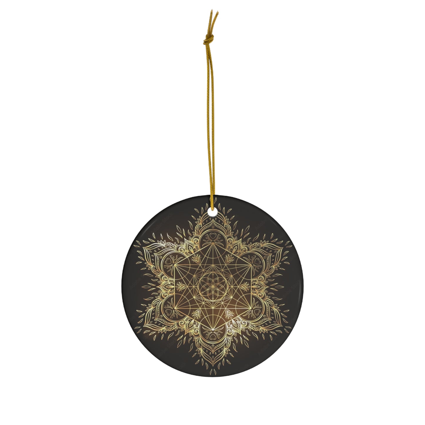 Ceramic ornament Metatron's Cube Gold/Black